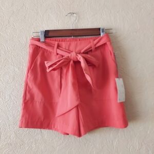 a new day high waist paper bag tie shorts in coral NEW Sz XS